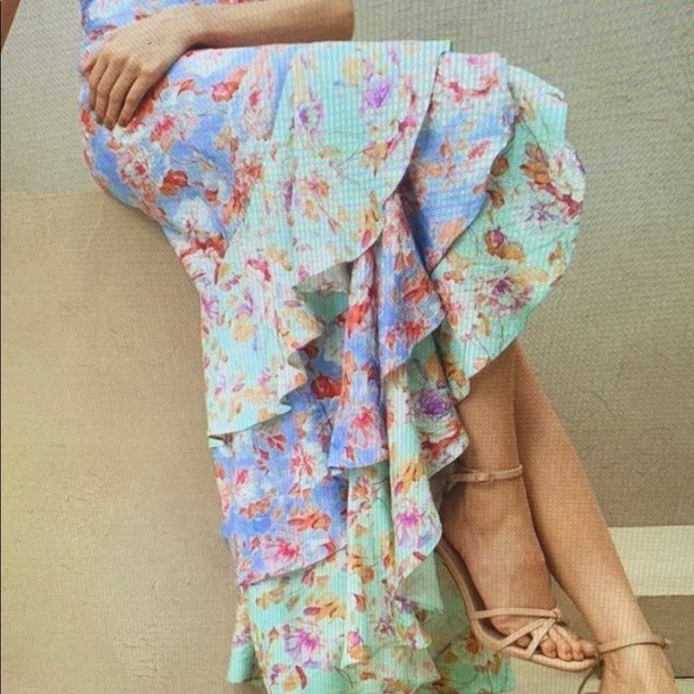 Floral Ruffle Maxi Skirt